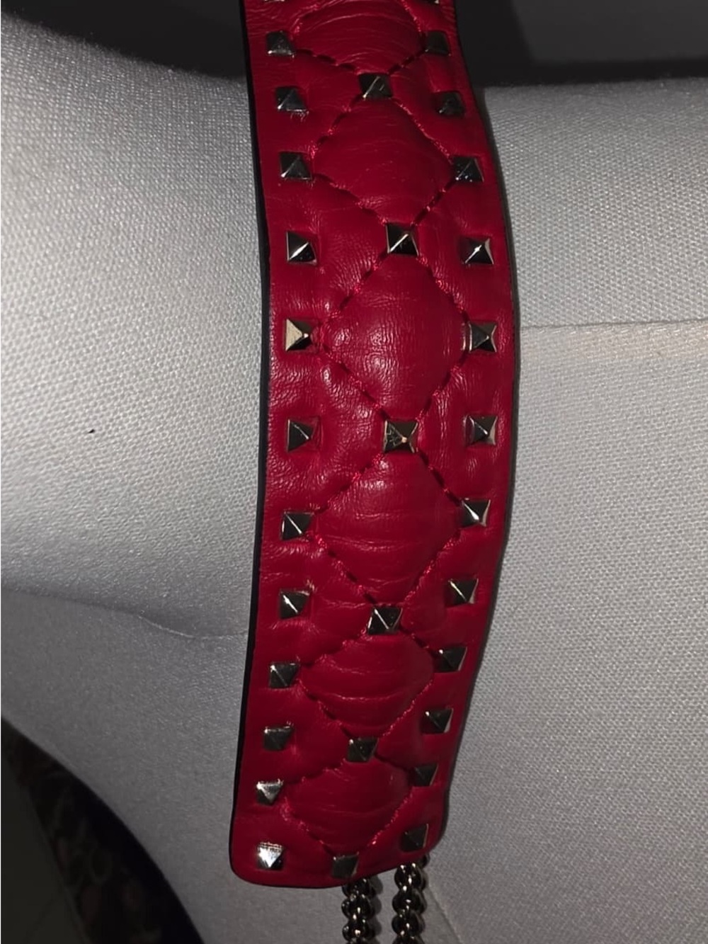 Valentino Garavani Large Rockstud Spike Red Leather Shoulder Bag - Picture 6 of 14